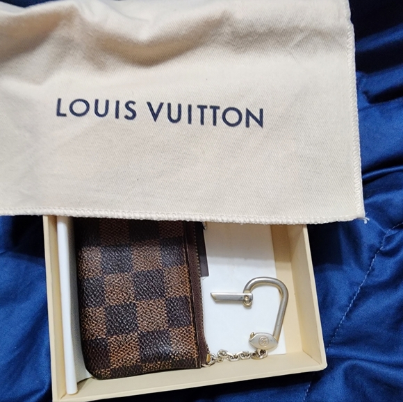LOUIS VUITTON KEY POUCH CLES-DAMIER EBENE EUC ALL INCLUSIVE - Picture 8 of 10